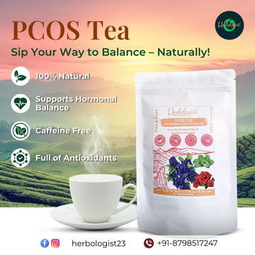 Herbologist PCOS Tea – Natural Hormonal Balance with Spearmint, Blue Pea & Rose