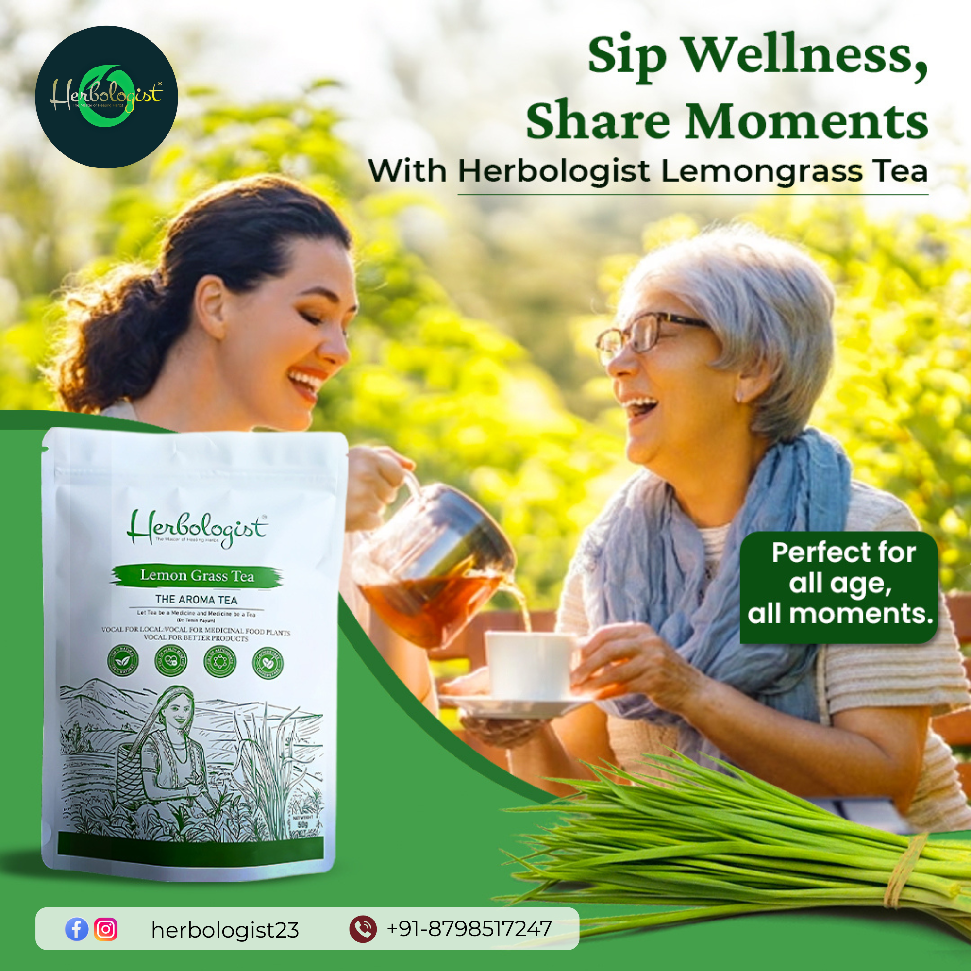 Lemongrass Herbal Tea by Herbologist – Refreshing, Aromatic & Ideal for All Ages