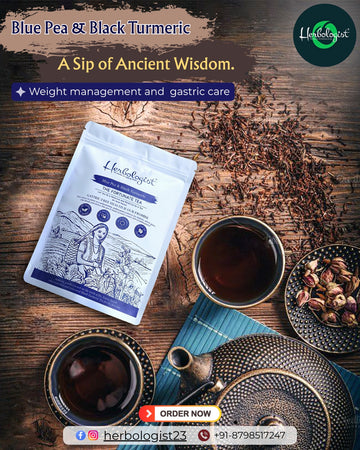 Herbologist Blue Pea & Black Turmeric Tea – Ancient Ayurvedic Blend for Weight Management & Gastric Health