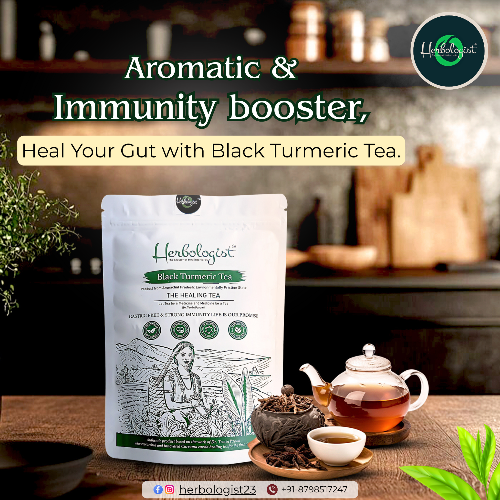 Herbologist Black Turmeric Tea – Aromatic Gut Healer & Immunity Booster from Arunachal